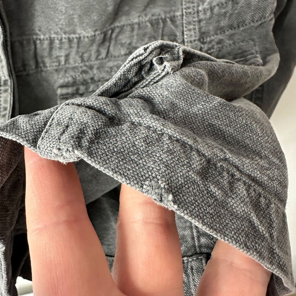 Sundry Women's‎ 1 Denim Jacket Moto Military Gray Distressed Button Up - Picture 6 of 8